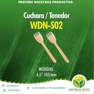 Cuchara-tenedor spork de abedul y bambú biodegradable - Empaque Verde Ecuador