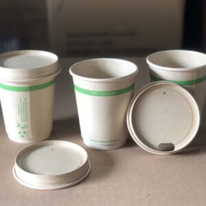 Tapa biodegradable para vaso bambú 8oz compostable - Empaque Verde Ecuador