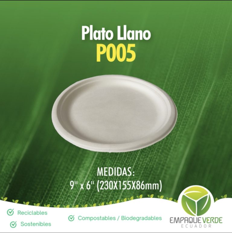 Plato llano 10 pulgadas biodegradable de bagazo de caña para delivery - Empaque Verde
