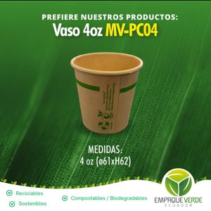 Vaso de bambú 4oz biodegradable para espresso compostable - Empaque Verde
