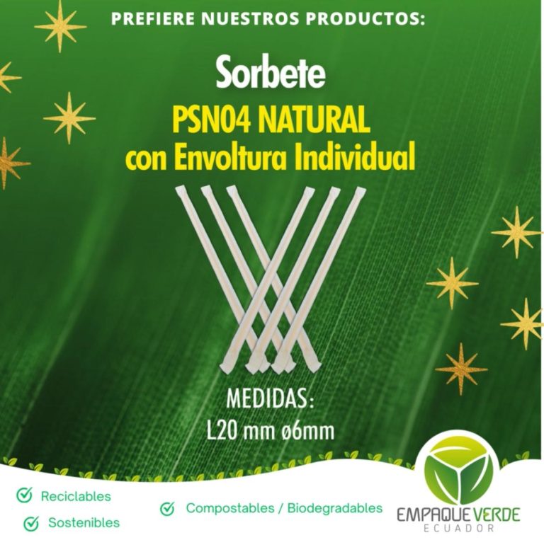 Eco-sorbete de papel natural kraft biodegradable compostable - Empaque Verde